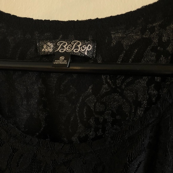 Bebop Black Lace Cinched Waist Dress - Picture 2 of 4